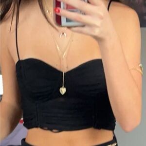 Xs princesspolly black mesh side tie tank top